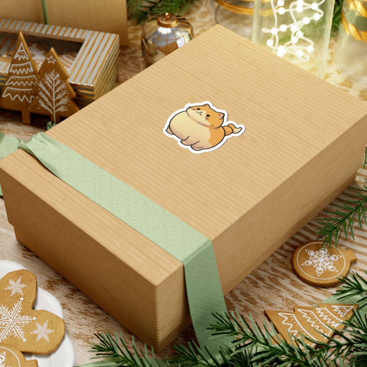 Chubby Orange Cat Stickers — Cute Kiss-Cut Laptop Decal
