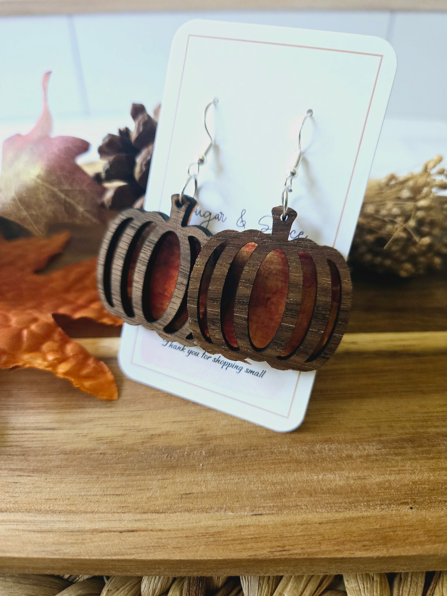 Rustic Fall pumpkin Earrings