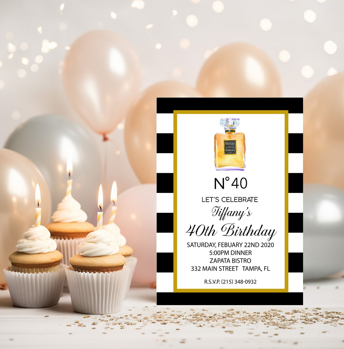 Perfume Any Age Modern Teen or Adult Birthday Invitation Printed