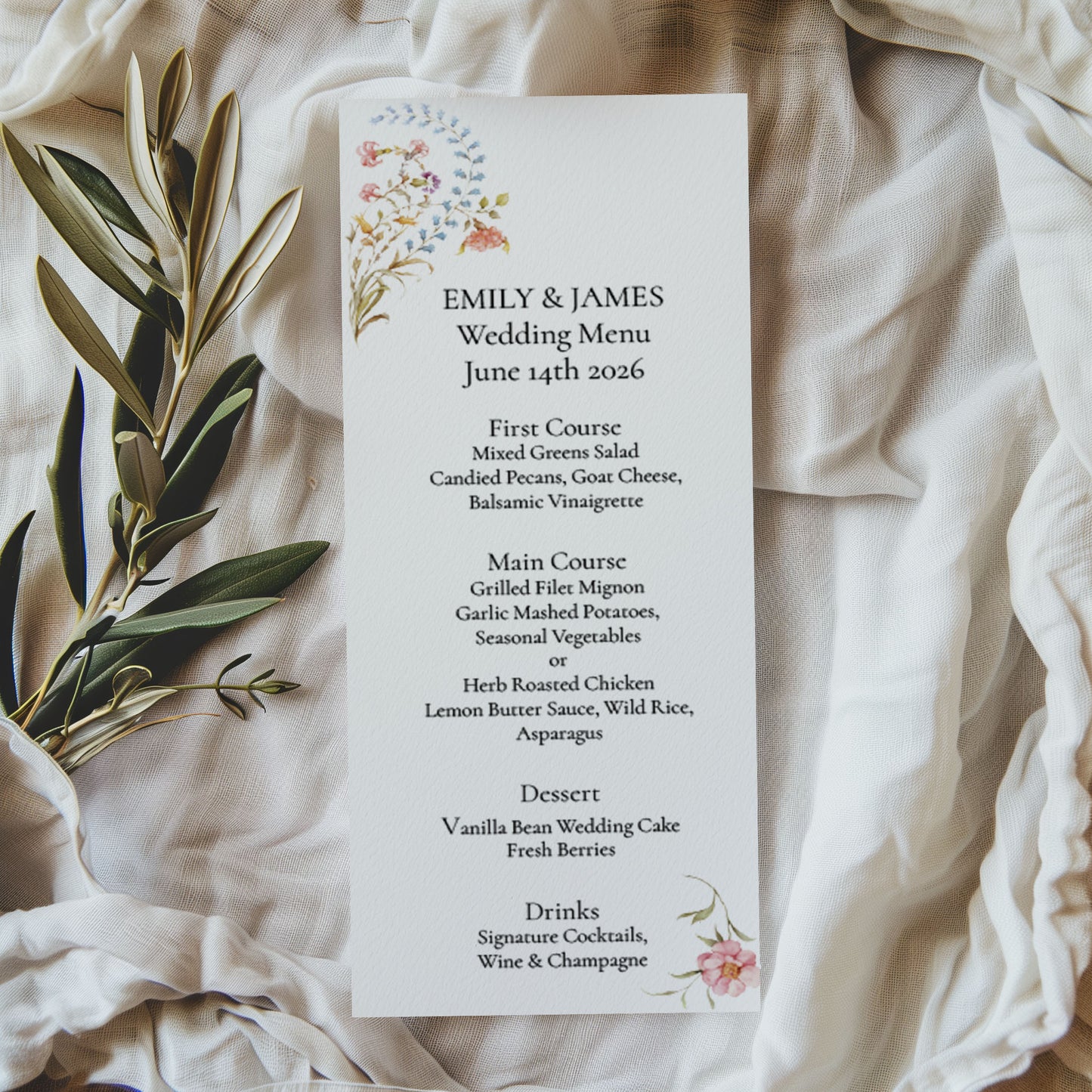 Wildflower Garden Menu