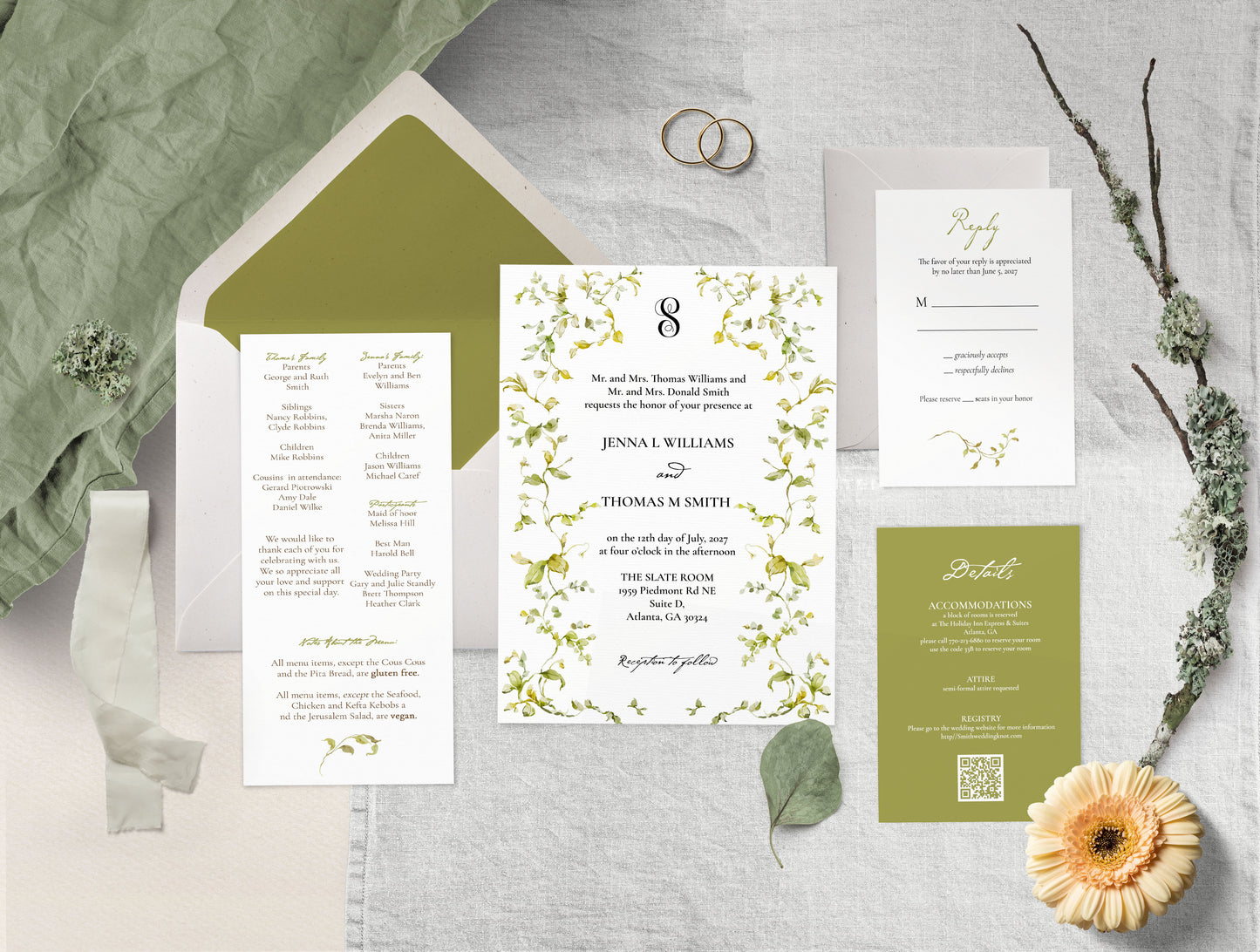 Greenery Monogram Elegant Program