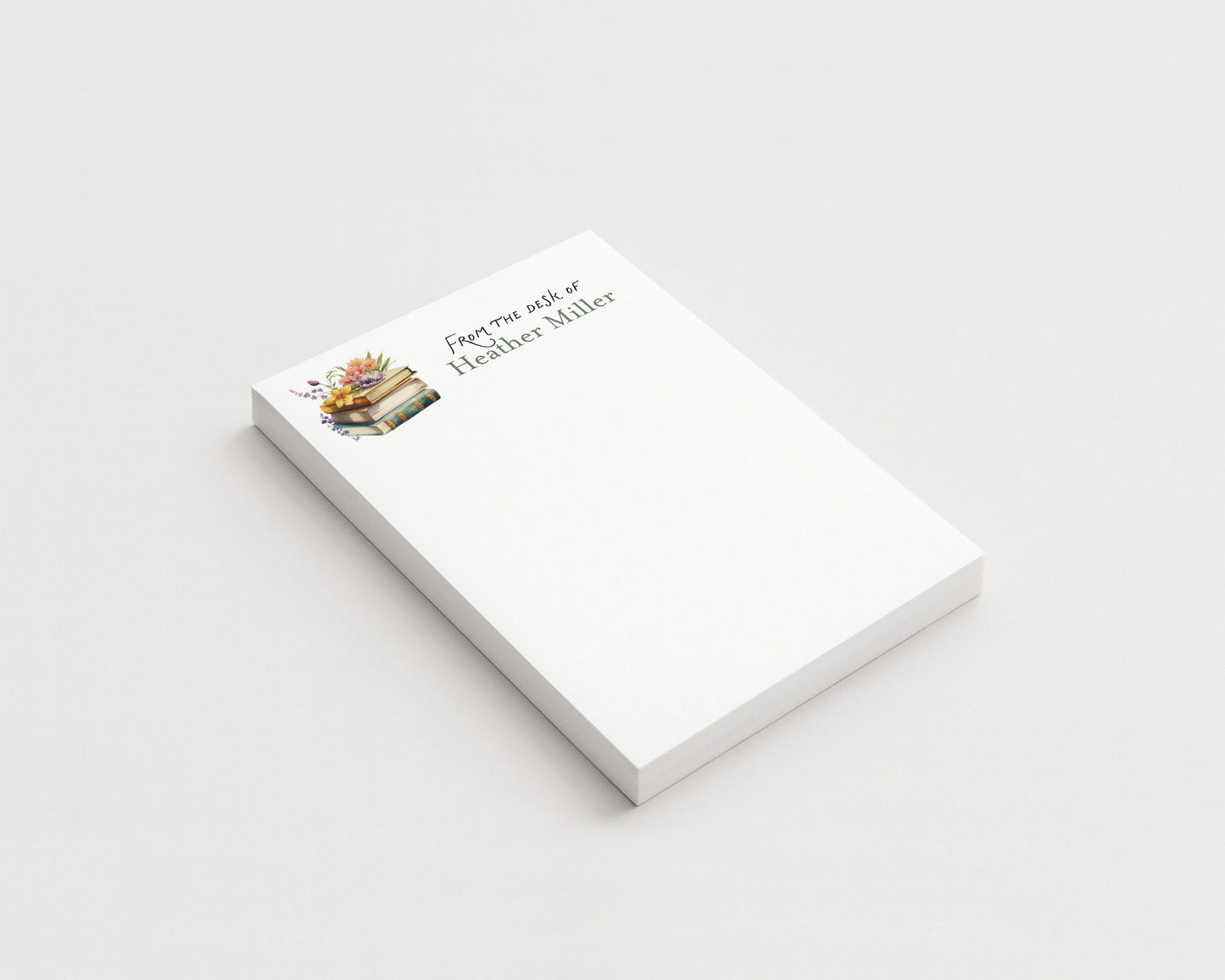 Flowers and Books Personalized Blank Notepad