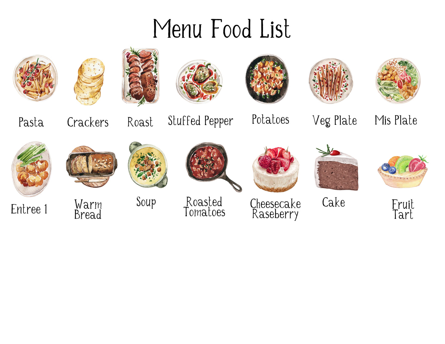 Elegant Watercolor Icon Dinner Menu