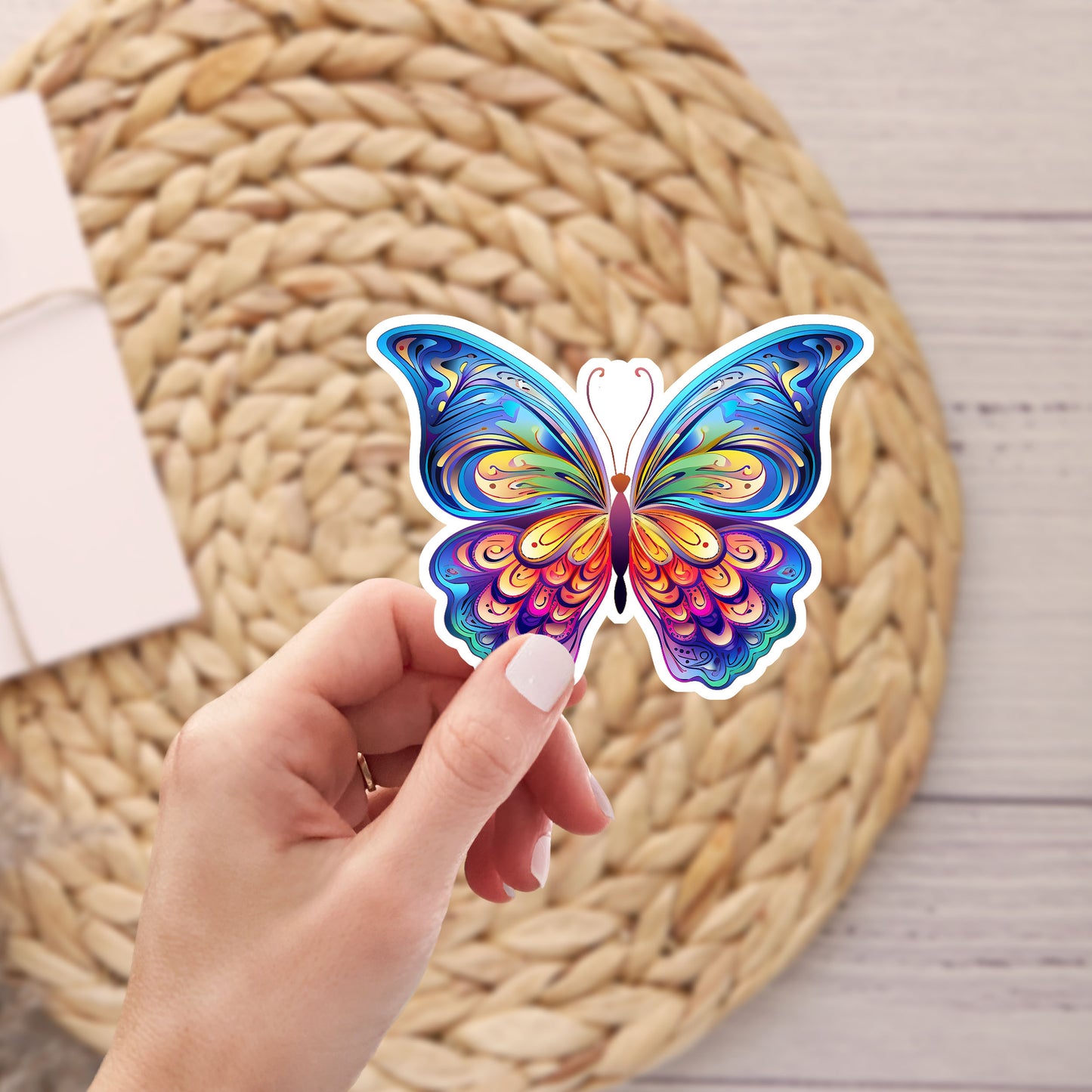 Rainbow Butterfly Garden Waterproof Sticker