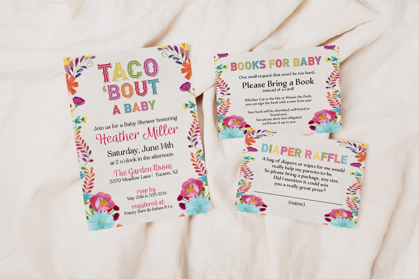 Taco About Fiesta Colorful Gender Neutral Baby Shower Invitation