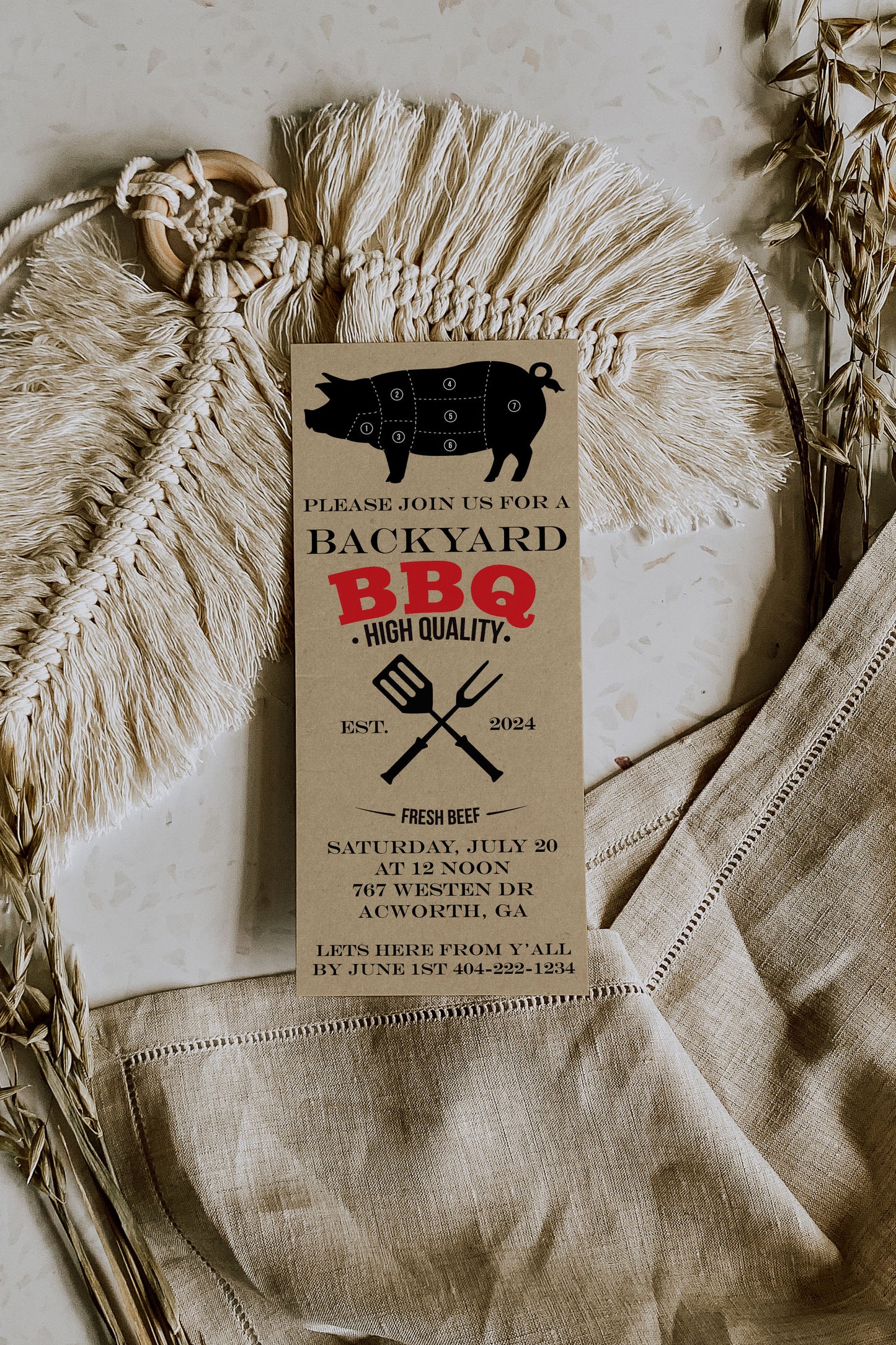Vintage Pig BBQ Invitation