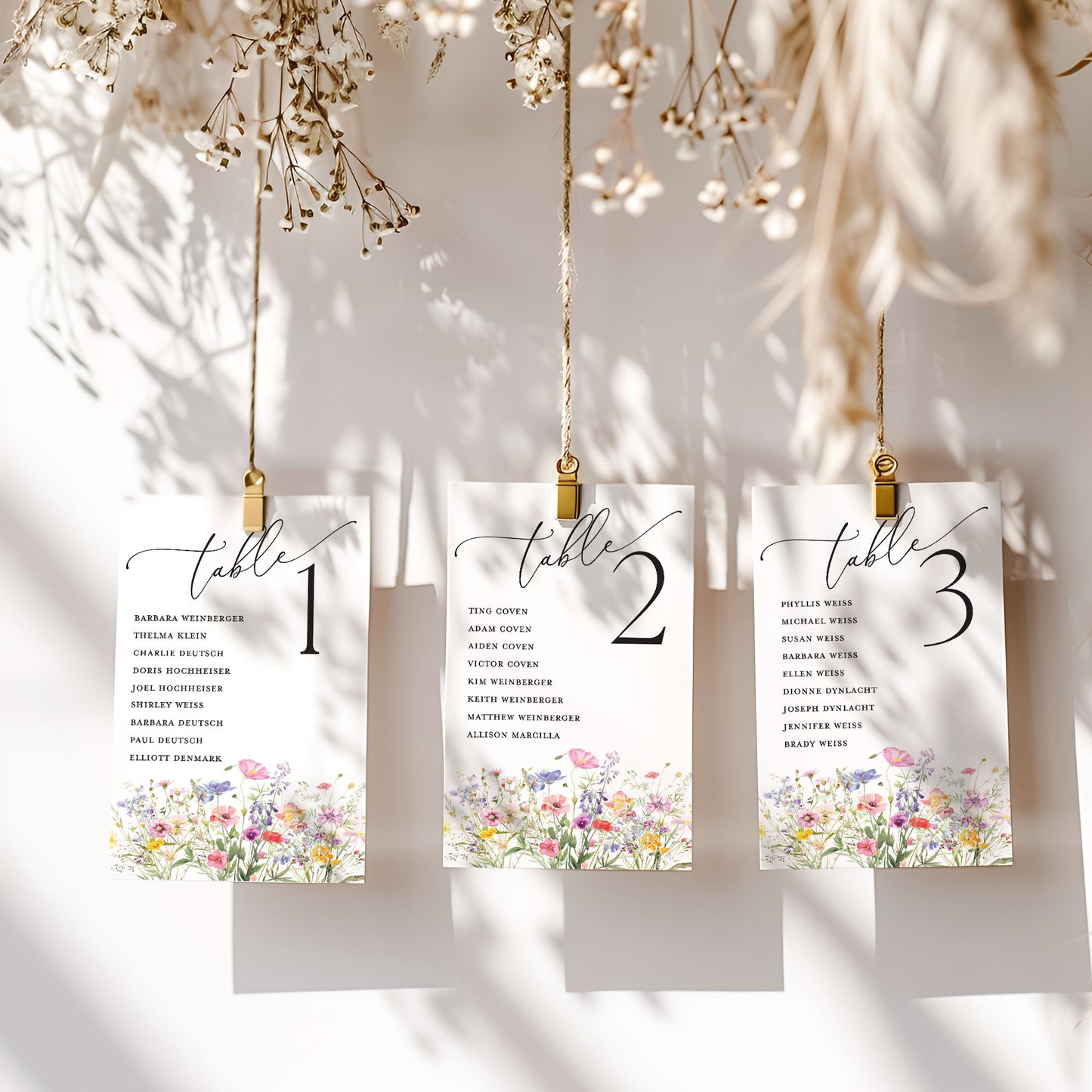 Wildflower Seating Chart Signs