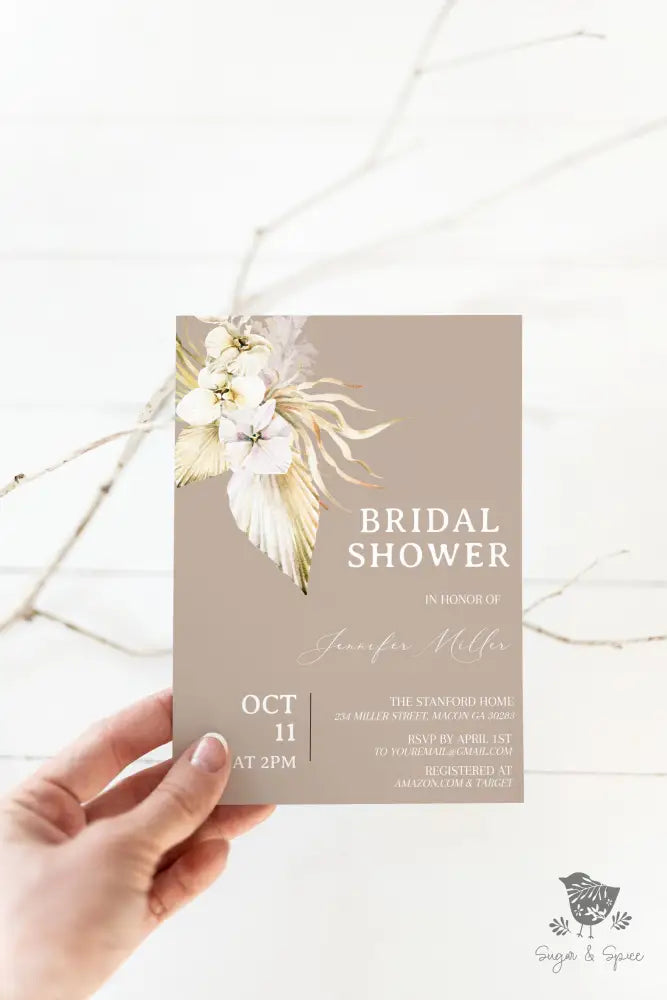 Boho Floral Bridal Shower Invitation - Premium from Sugar and Spice Invitations - Just $1.95! Shop now at Sugar and Spice Paper