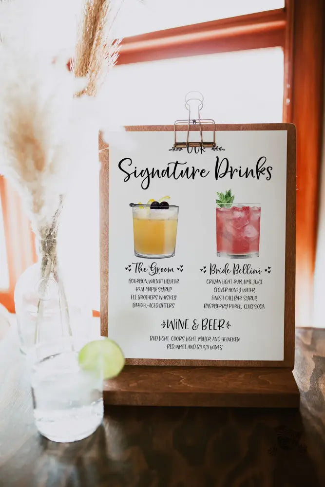 Bride and Groom Signature Drink Sign - Premium from Sugar and Spice Invitations - Just $35! Shop now at Sugar and Spice Paper