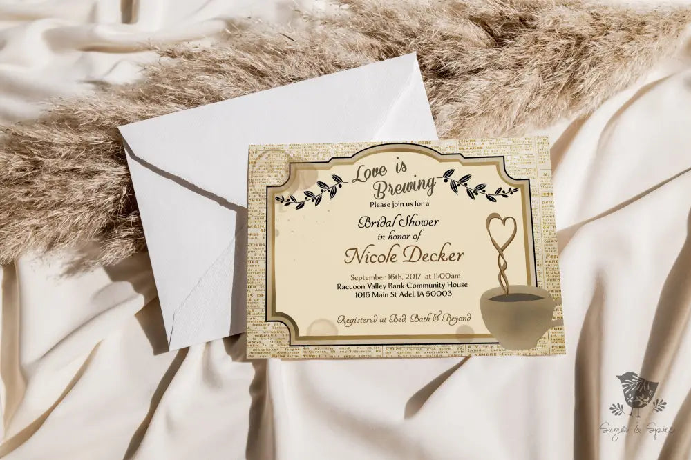 Love is Brewing Coffee Bridal Shower Invitation - Premium from Sugar and Spice Invitations - Just $1.95! Shop now at Sugar and Spice Paper