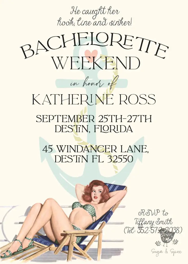 Nautical Beach Bachelorette Shower Invitation - Premium from Sugar and Spice Invitations - Just $1.95! Shop now at Sugar and Spice Paper