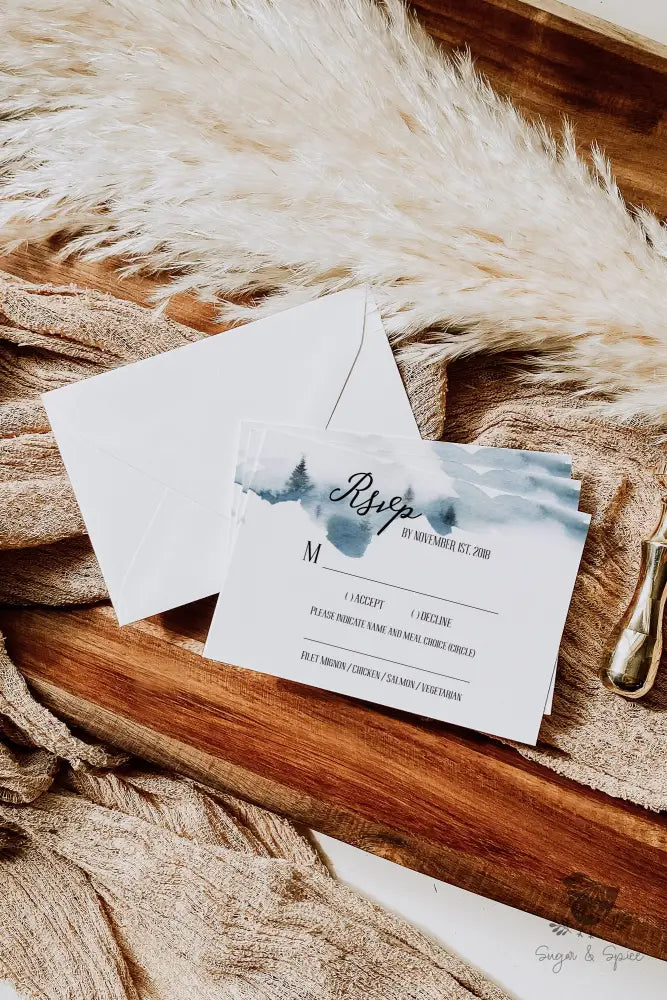 Watercolor Mountain Forest Wedding Invitation - Premium from Sugar and Spice Invitations - Just $2.15! Shop now at Sugar and Spice Paper
