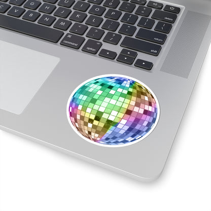 Disco Mirrorball Kiss-Cut Stickers — Rainbow Retro Party Vibe