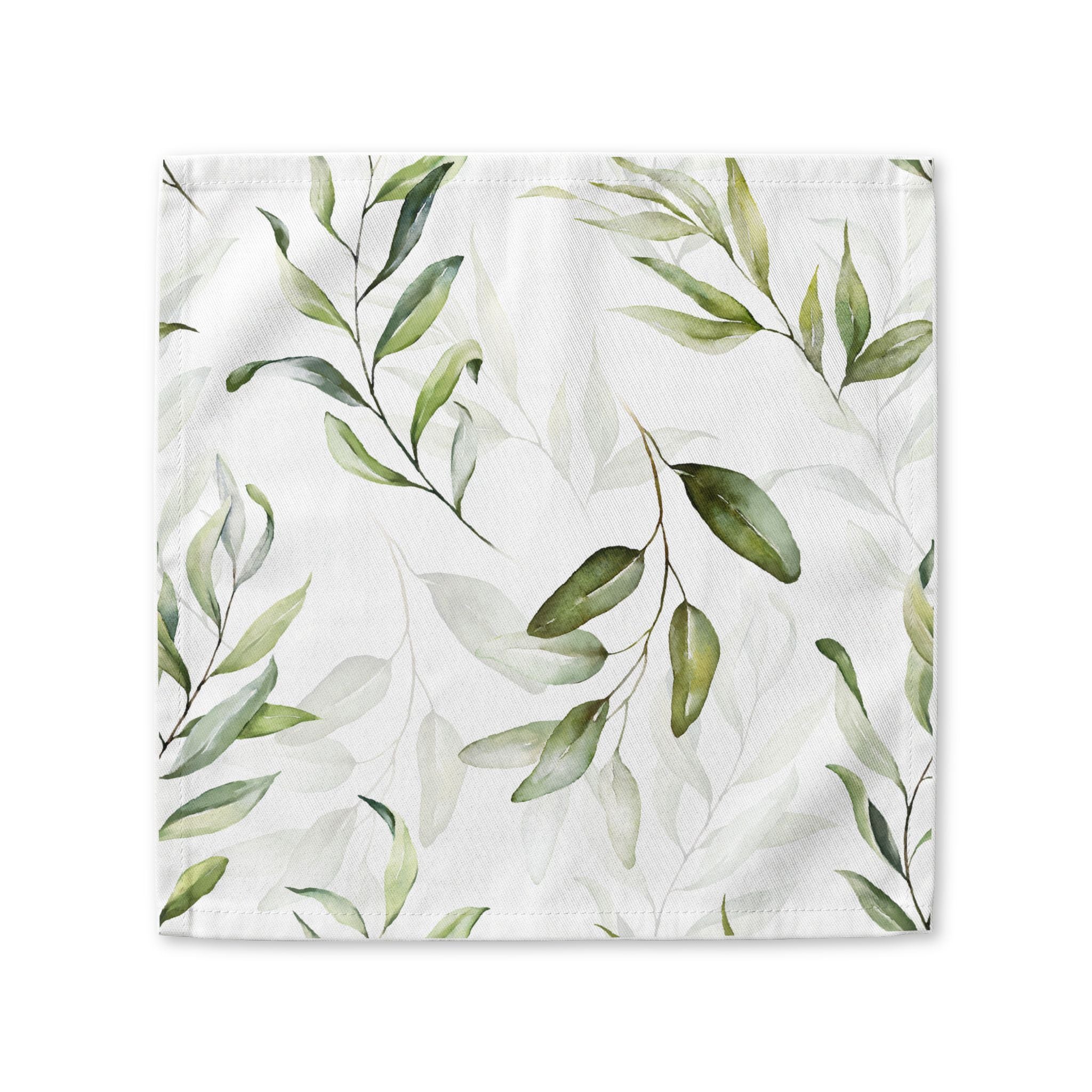 Green Watercolor Eucalyptus Napkin Cotton Twill Dinner Napkin