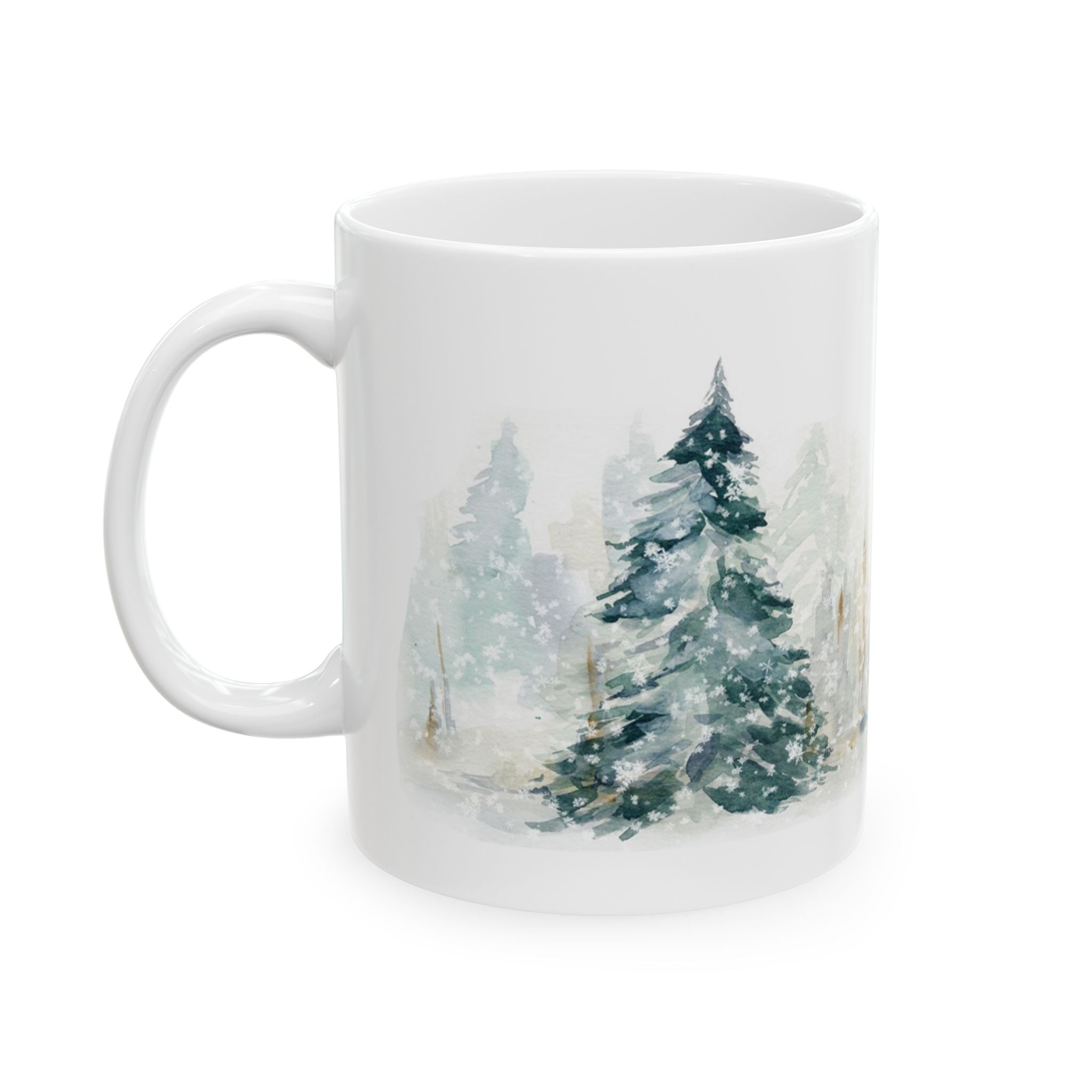 Winter Forest Ceramic Mug — Snowy Pine Trees Coffee Cup (11oz & 15oz)