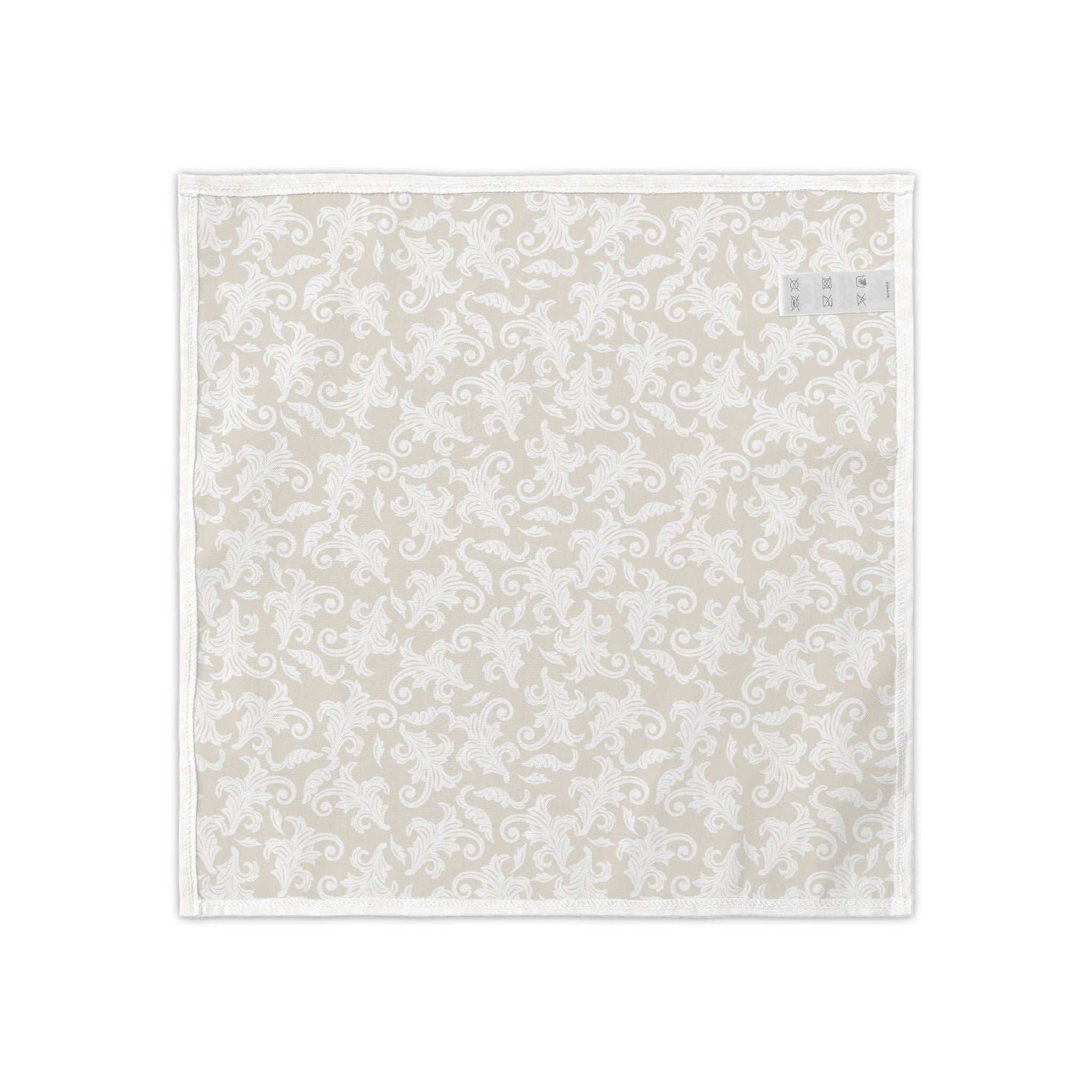 Beige Damask Cloth Napkins (Set of 4) — Elegant Patterned Dinner Napkins for Weddings & Holiday Tables