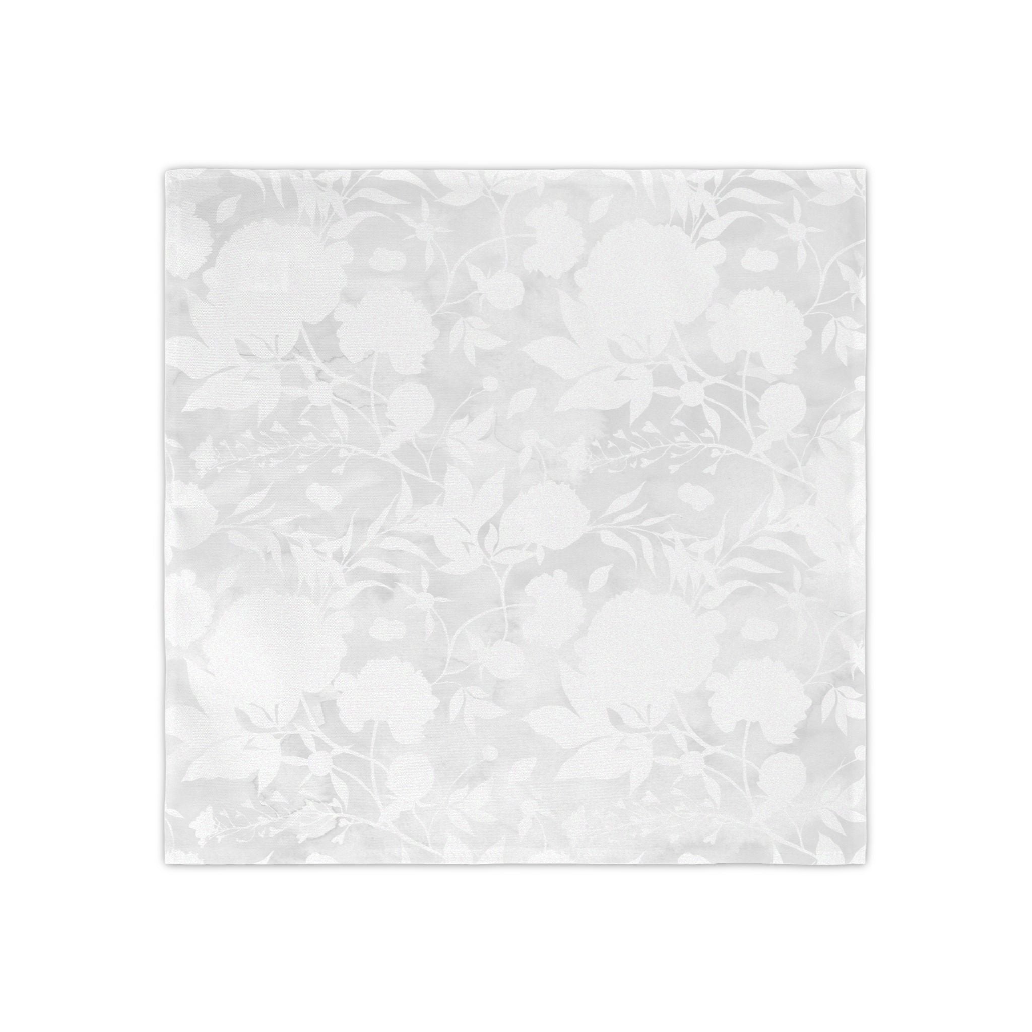 Elegant White Floral Jacquard Napkins (Set of 4) — Reusable Linen Dinner Napkins for Weddings & Holidays