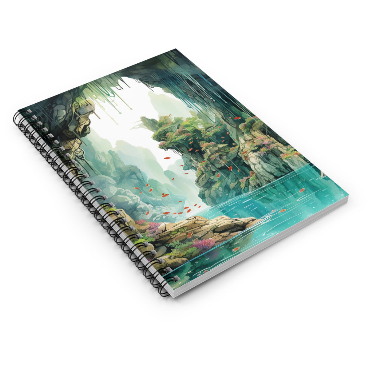 Fantasy Waterfall Landscape Spiral Notebook — Ruled Journal for Sketching & Notes