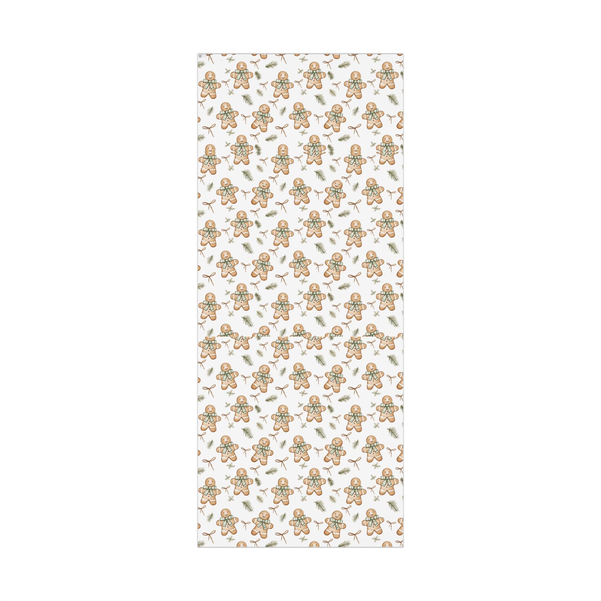 Ginger Breadmen Greenery Wrapping Paper Roll