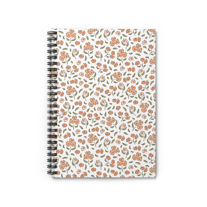 Pink Floral Orange Spiral Notebook
