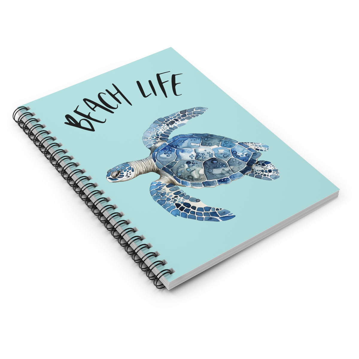 Custom Beach Life Spiral Notebook — Sea Turtle Ruled Journal