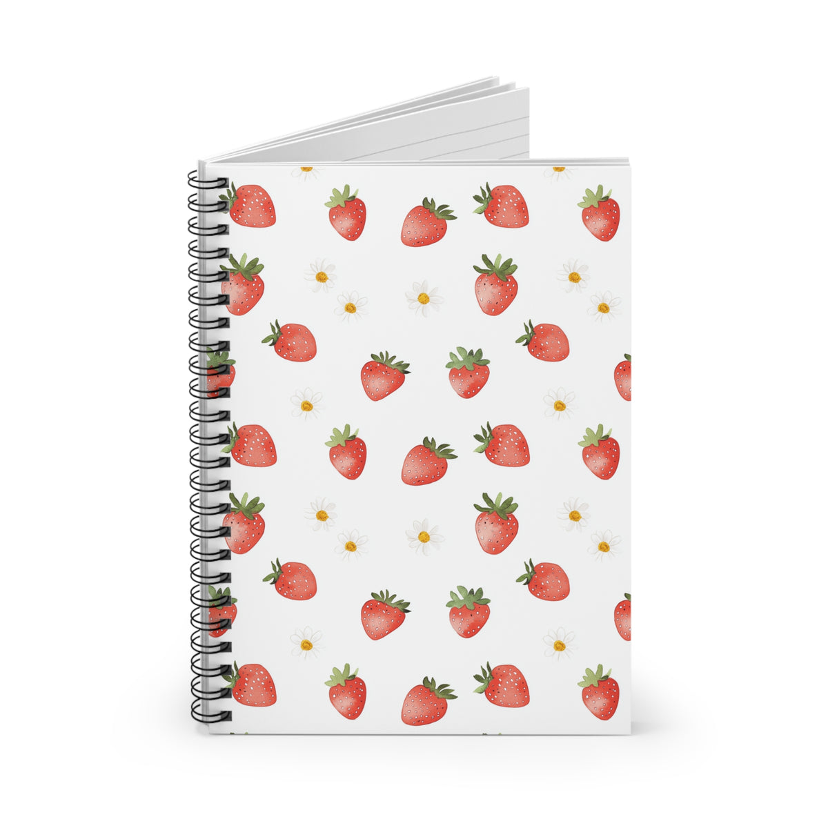 Strawberry Pattern Spiral Notebook — Ruled Journal for School & Notes