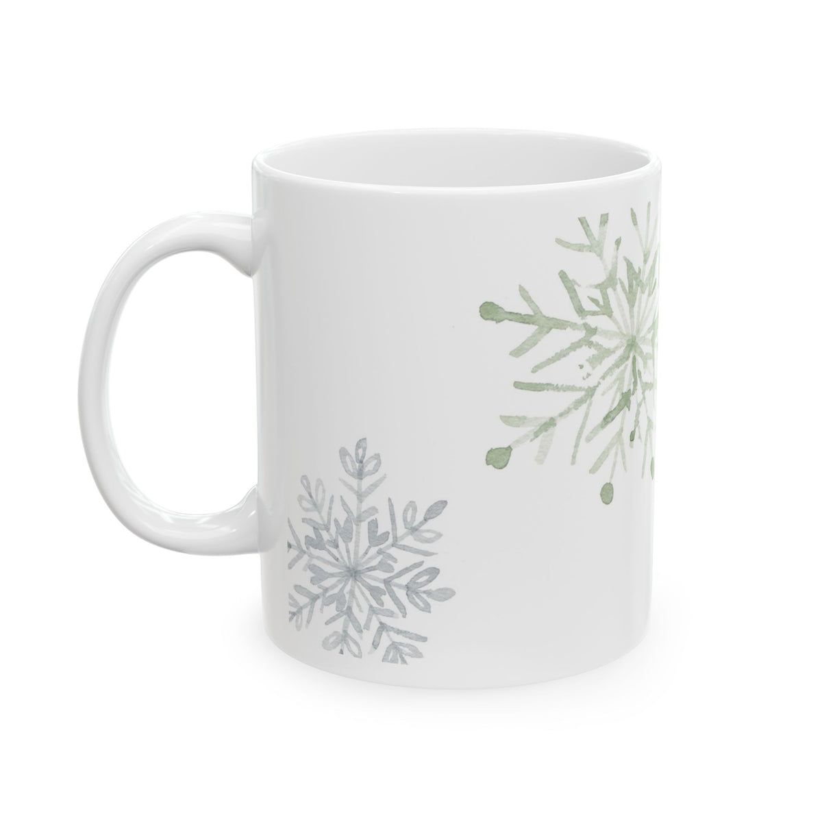 Snowflake Ceramic Mug — Winter Snowflakes 11oz & 15oz Holiday Coffee Cup