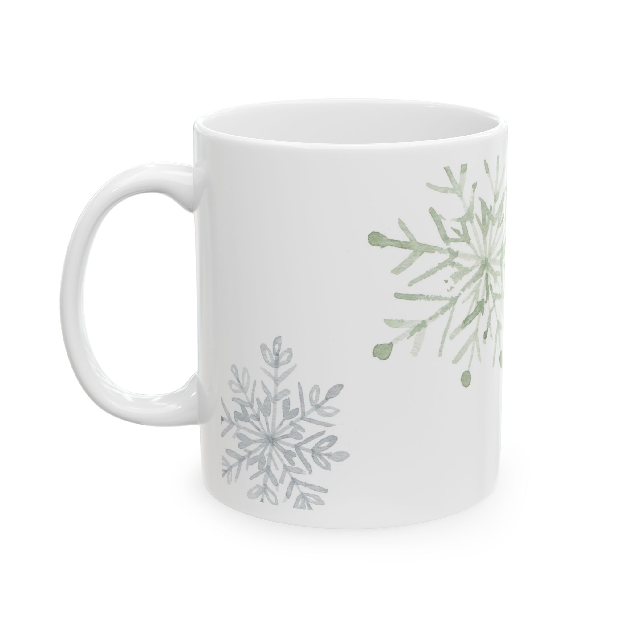 Snowflake Ceramic Mug — Winter Snowflakes 11oz & 15oz Holiday Coffee Cup
