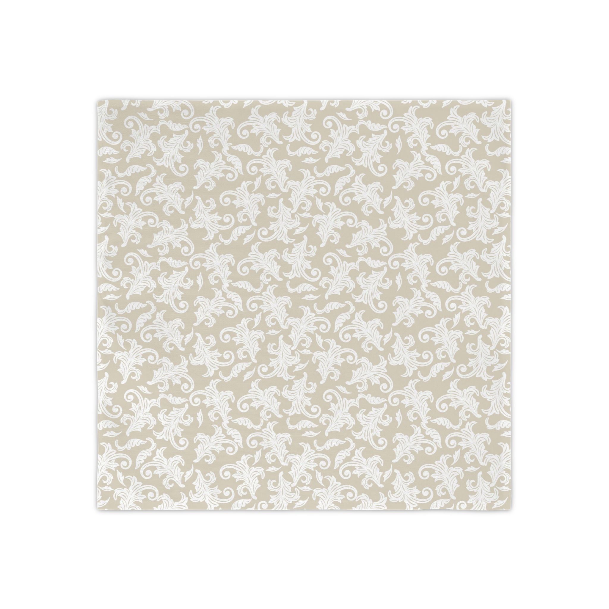 Beige Damask Cloth Napkins (Set of 4) — Elegant Patterned Dinner Napkins for Weddings & Holiday Tables