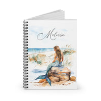 Custom Mermaid Beach Personalized Spiral Notebook — Ruled Journal with Name