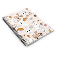 Cute Halloween Ghost Spiral Notebook — Pastel Spooky Doodle Ruled Journal