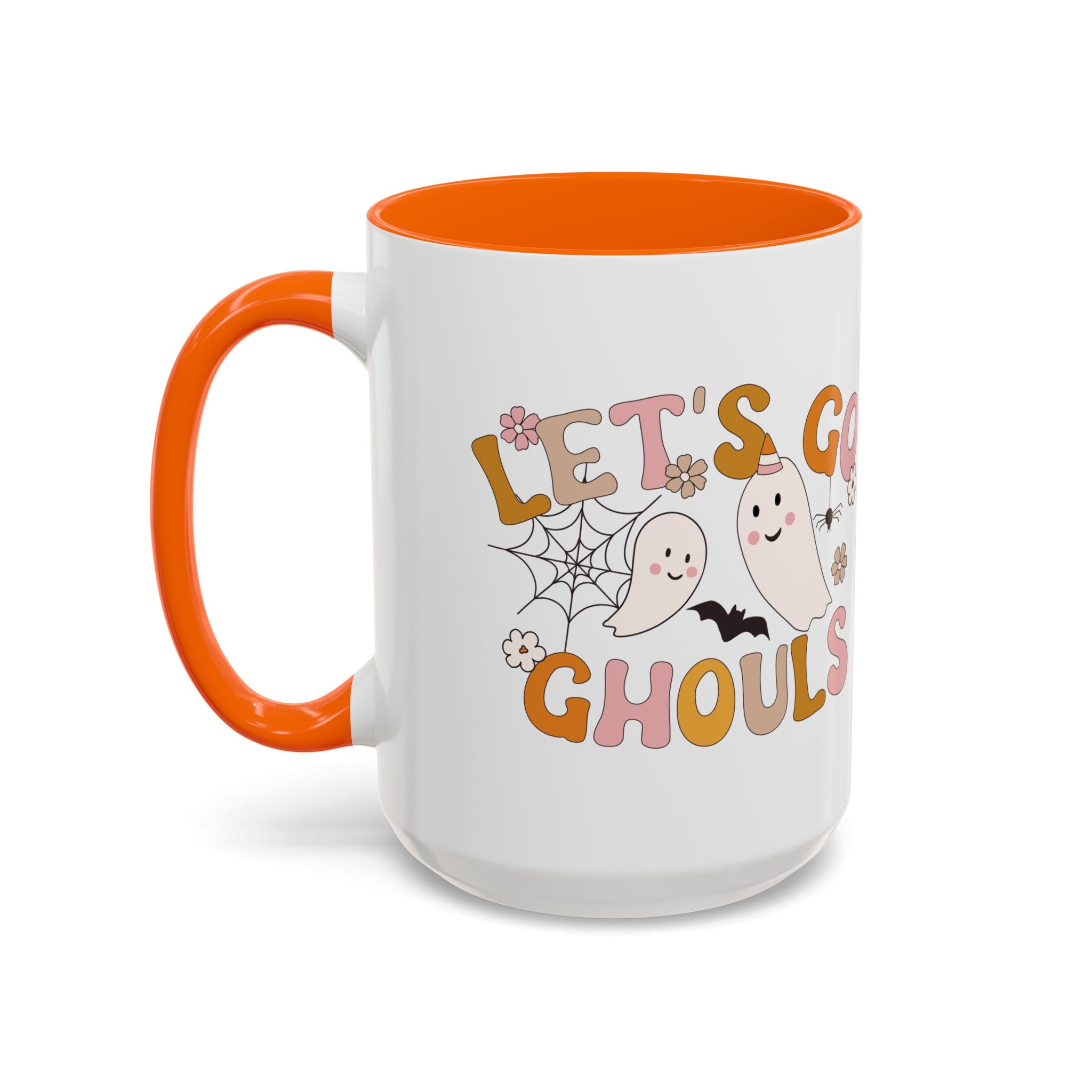 Let’s Go Ghouls Accent Coffee Mug — Cute Retro Halloween Ghosts (11/15oz)