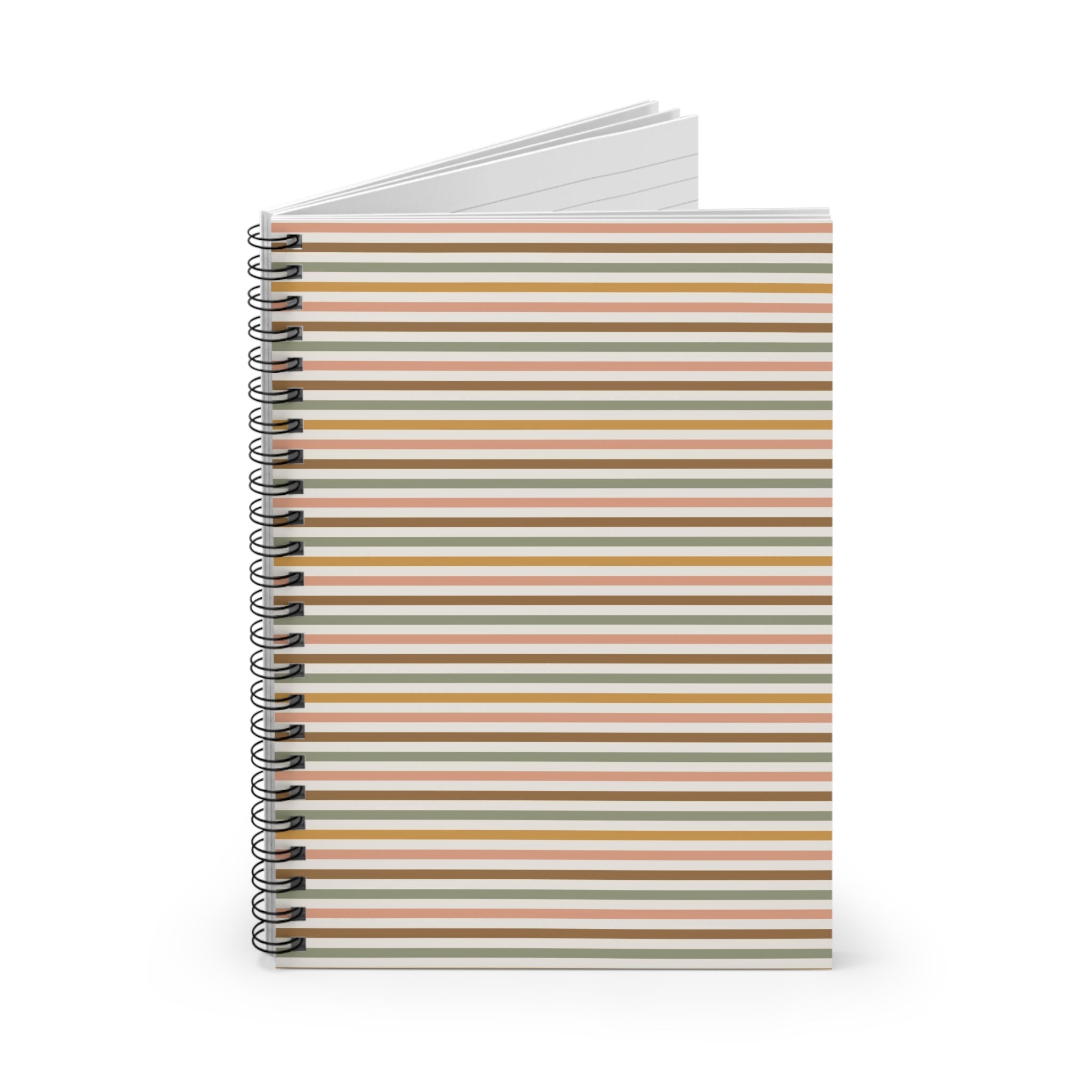 Striped Spiral Notebook — Retro Earth Tones Ruled Journal