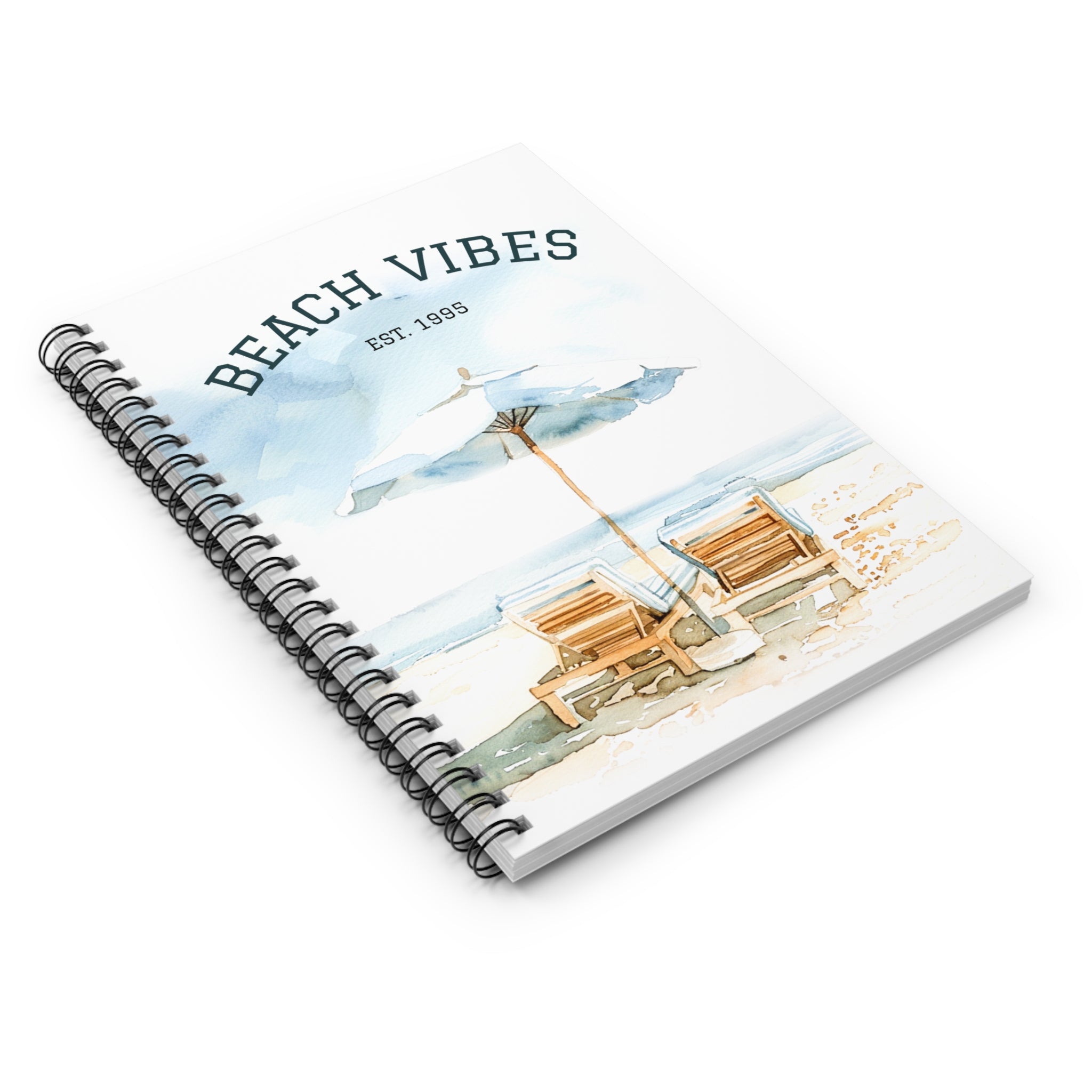 Custom Beach Vibes Spiral Notebook — "Beach Vibes EST. 1995" Ruled Journal