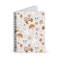 Cute Halloween Ghost Spiral Notebook — Pastel Spooky Doodle Ruled Journal