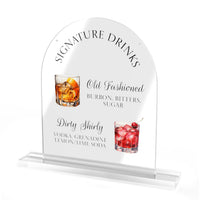 Cocktail His and Hers Illustration Acrylic Table Sign