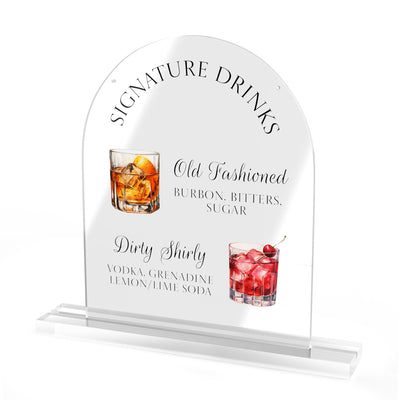 His and Hers Illustration Arch Acrylic Signature Drink Sign