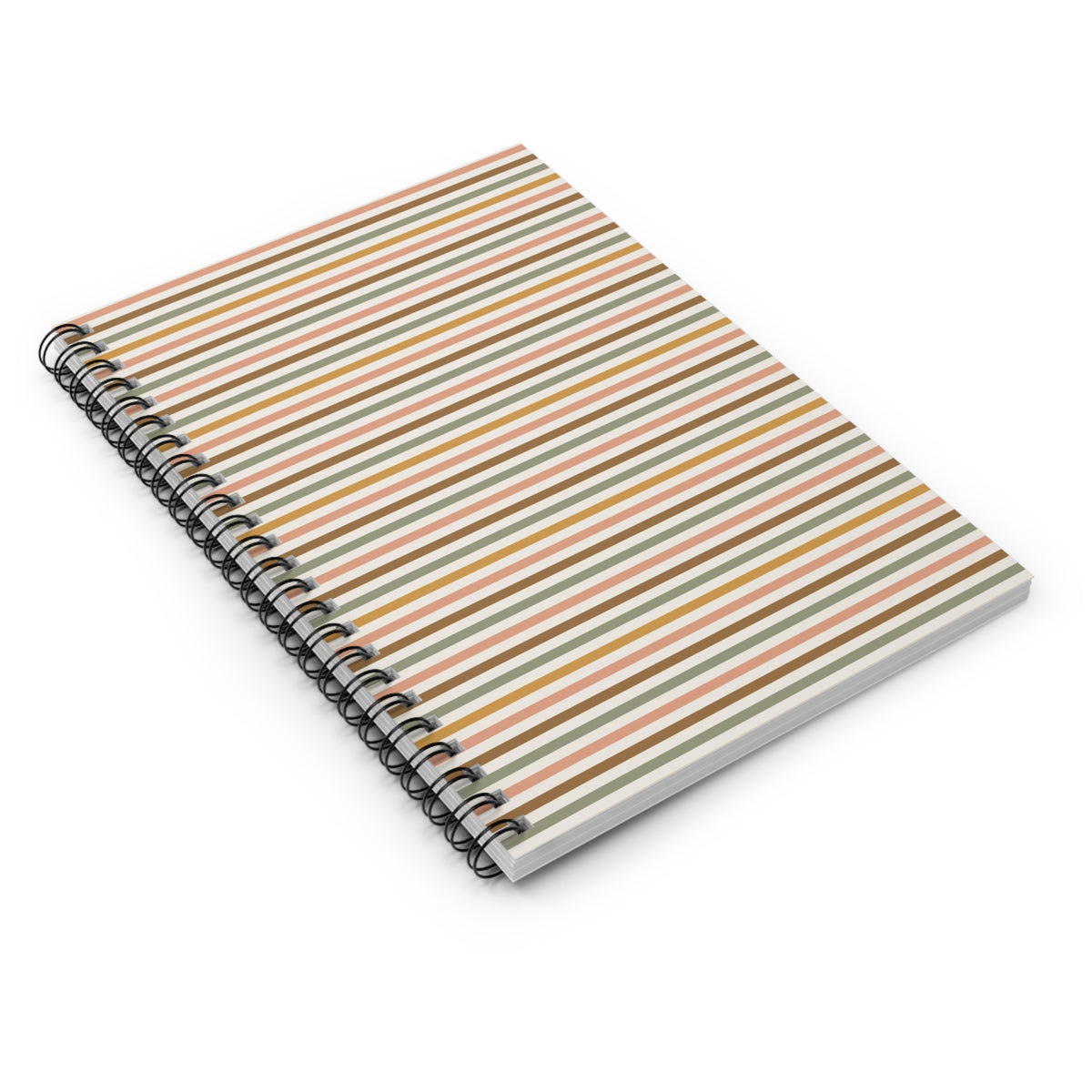 Striped Spiral Notebook — Retro Earth Tones Ruled Journal