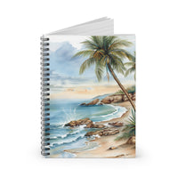 Coastal Palm Beach Spiral Notebook — Ruled Journal with Tropical Seascape Cover