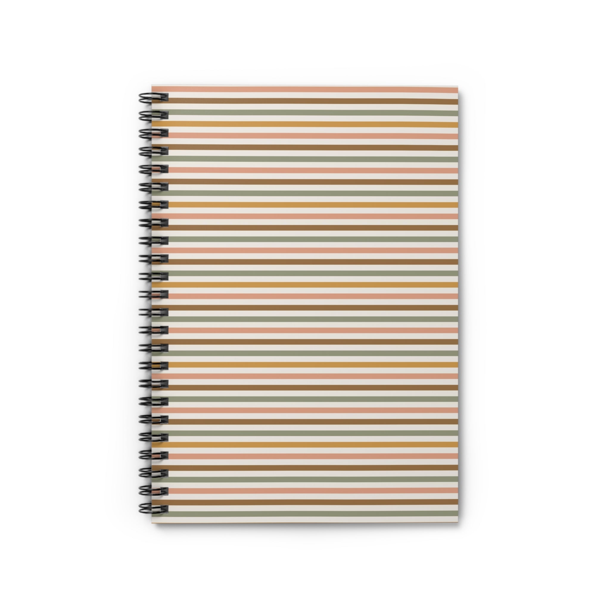 Striped Spiral Notebook — Retro Earth Tones Ruled Journal