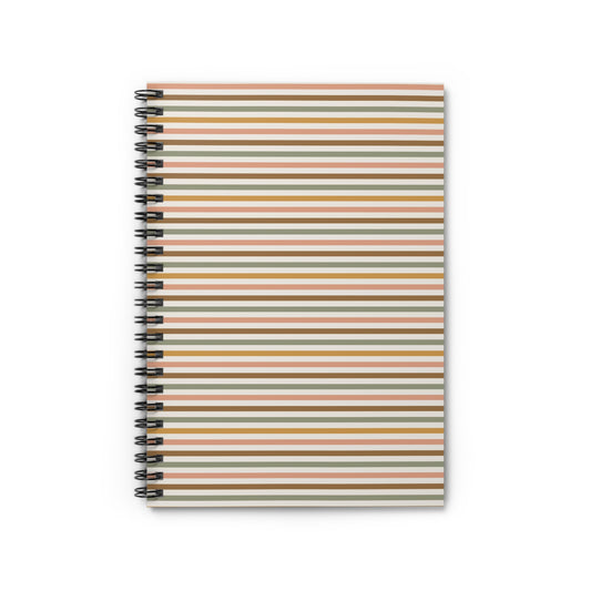 Striped Spiral Notebook — Retro Earth Tones Ruled Journal