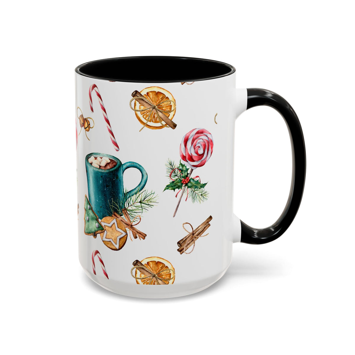 Christmas Candy Cane and Hot Cocoa Coffee Mug