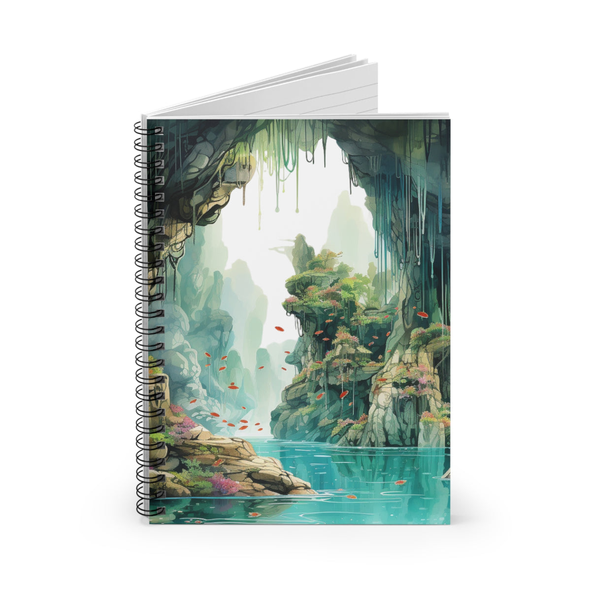 Fantasy Waterfall Landscape Spiral Notebook — Ruled Journal for Sketching & Notes