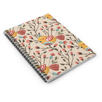 Floral Folk Art Bird Spiral Notebook — Ruled Lined Journal