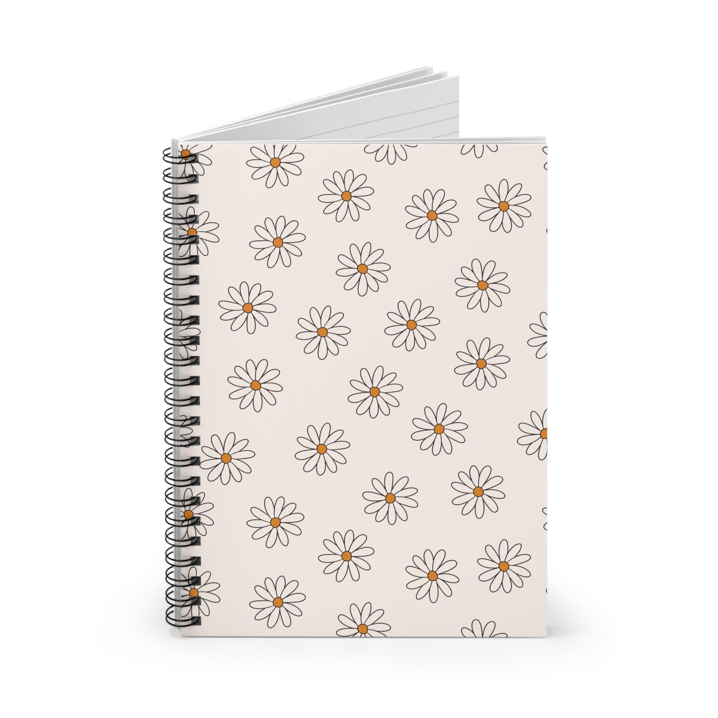 Daisy Pattern Spiral Notebook — Ruled Lined Journal for Notes & School