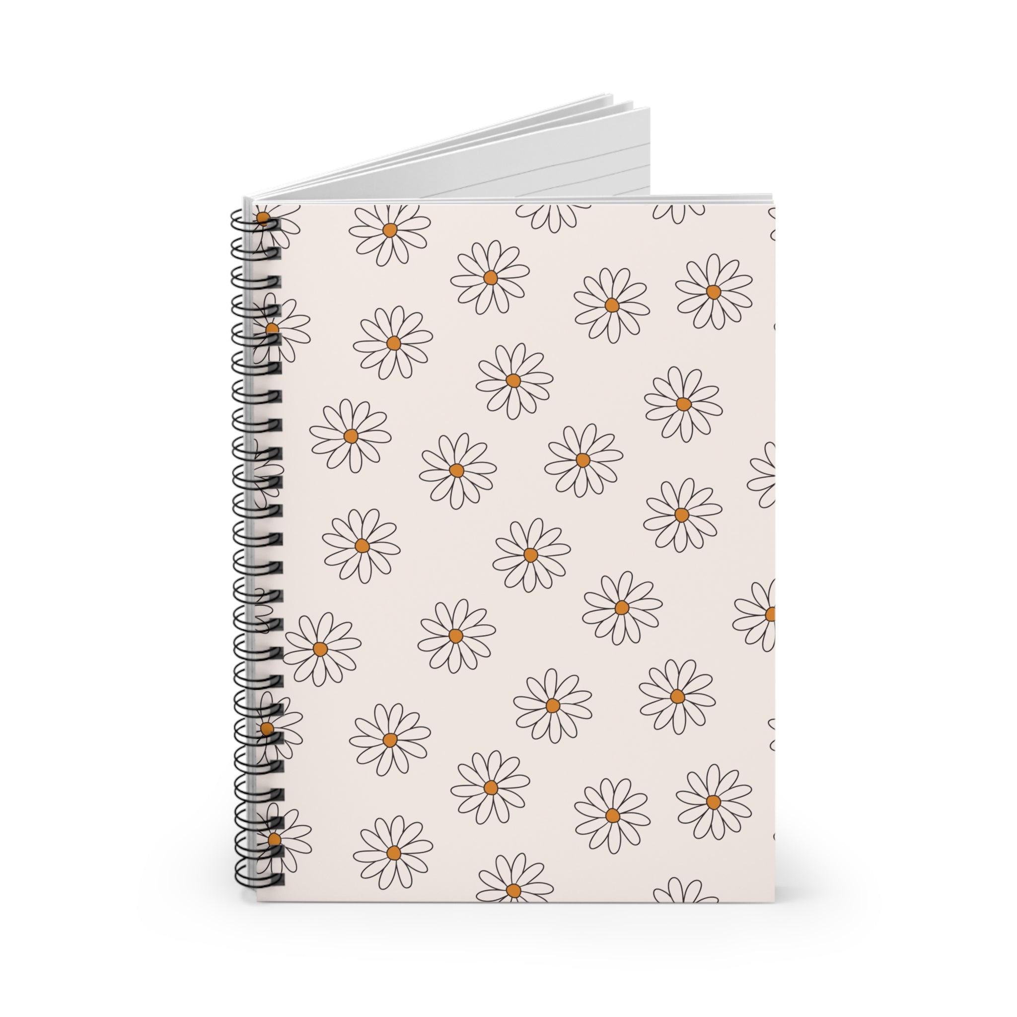 Daisy Pattern Spiral Notebook — Ruled Lined Journal for Notes & School