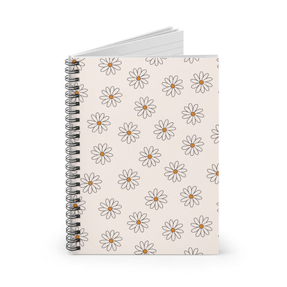 Daisy Pattern Spiral Notebook — Ruled Lined Journal for Notes & School