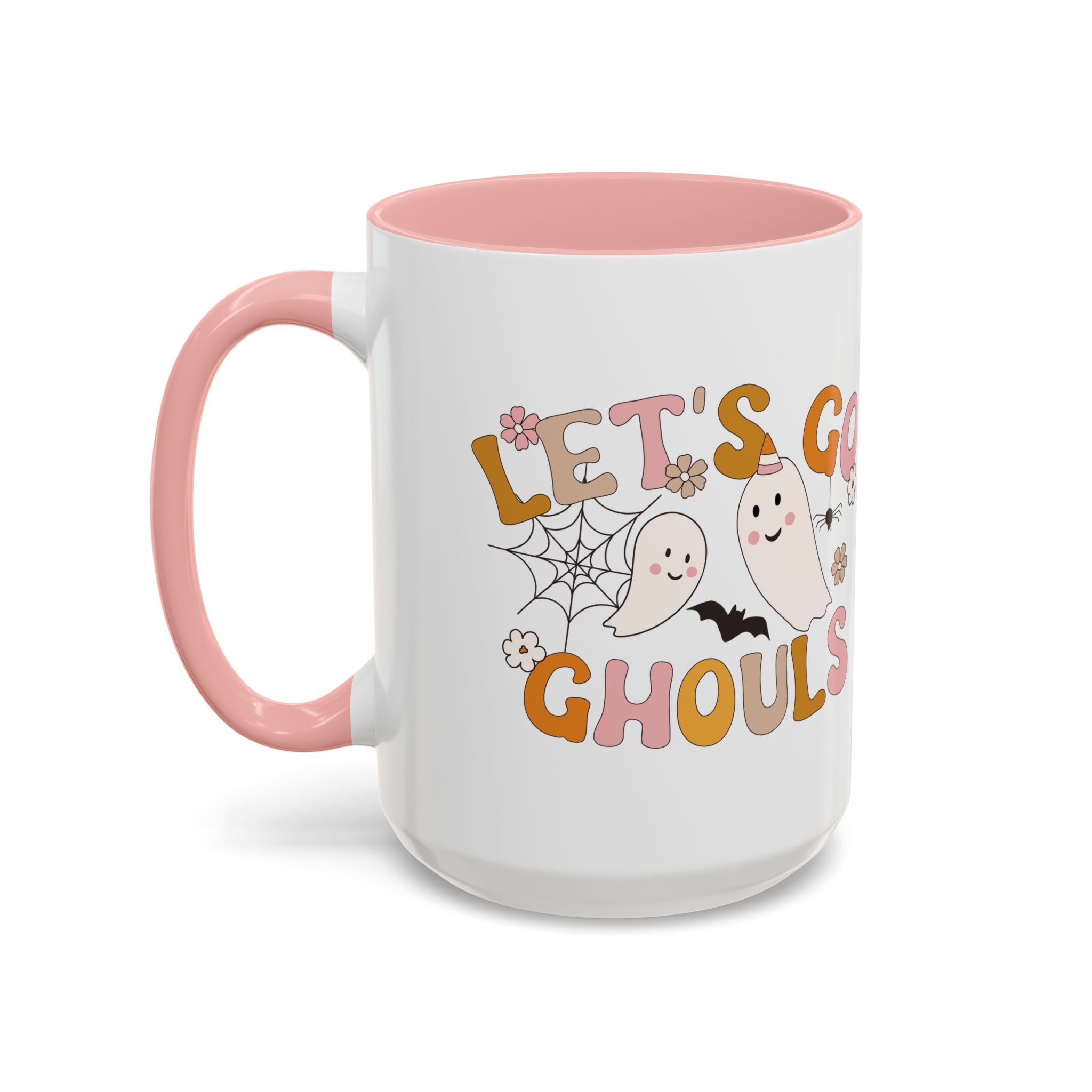 Let’s Go Ghouls Accent Coffee Mug — Cute Retro Halloween Ghosts (11/15oz)