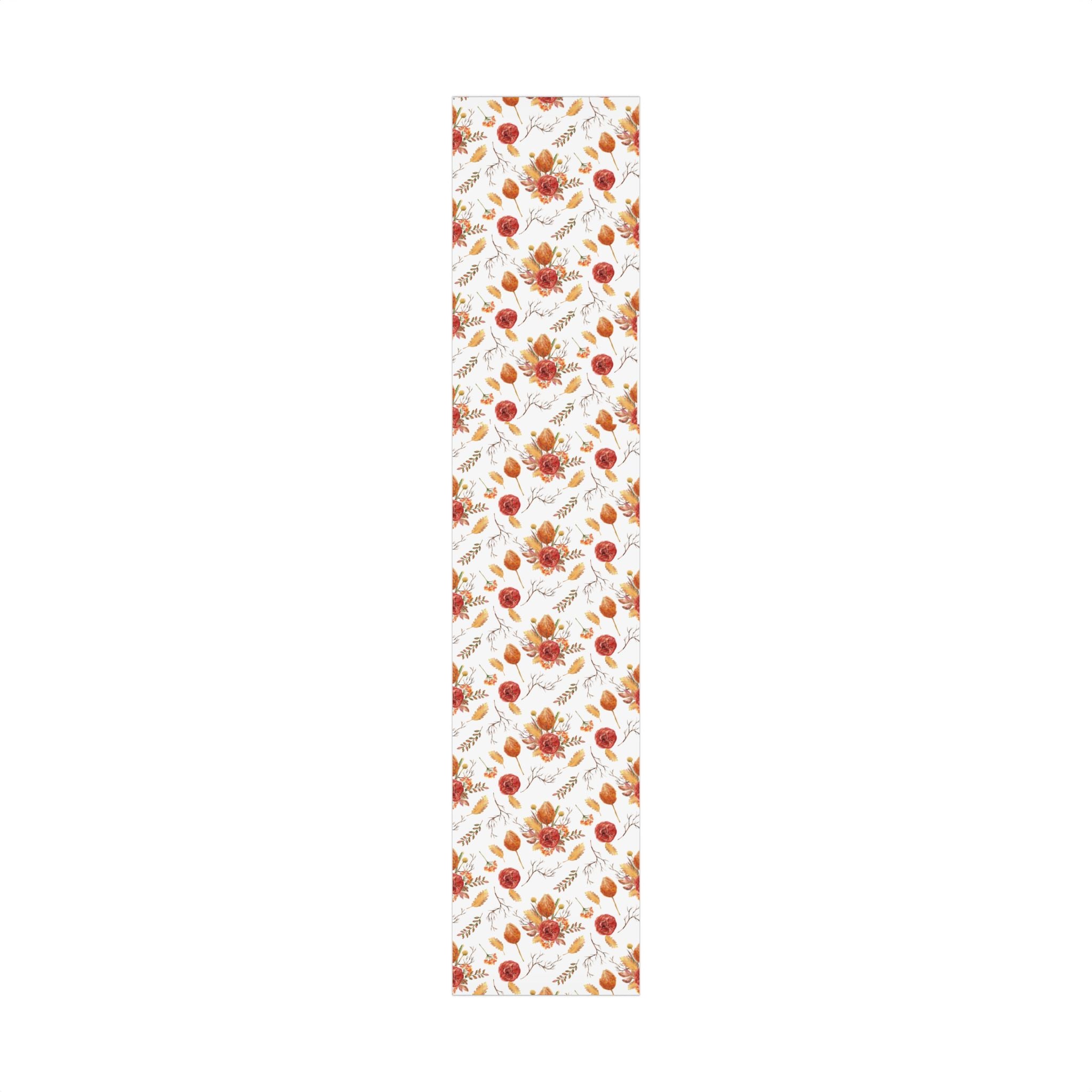 Fall Floral White Wrapping Paper Roll