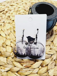 Halloween Acrylic Round Cemetery Earrings Costume Jewerly